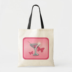 Roze Block Butterfly Martini canvas tas