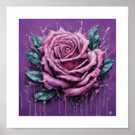 Roze Bloed-Moon Roos Poster