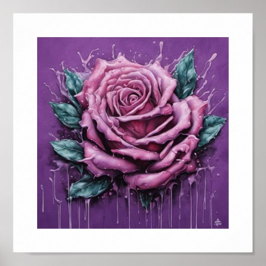 Roze Bloed-Moon Roos Poster (Voorkant)