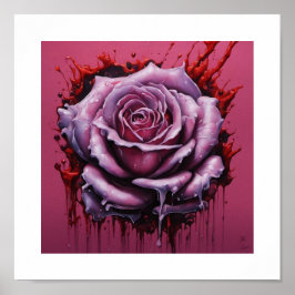 Roze Bloed-Moon Roos Poster