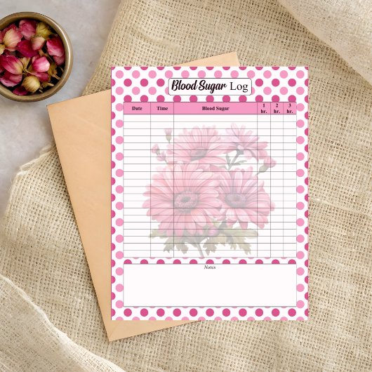 Roze Bloed Sugar Logboek Met Bloemenprint Notitieblok