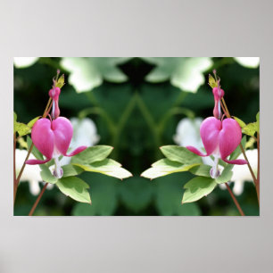 Roze Bloedend Hart Bloem Spiegel Natuur Kunst Poster