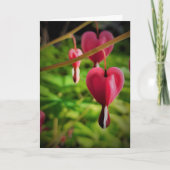 Roze Bloedend Hart Bloemen Valentijnsdag Kaart (Voorkant)