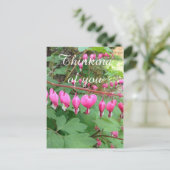 Roze bloedend hart foto van je denken briefkaart (Staand voorkant)