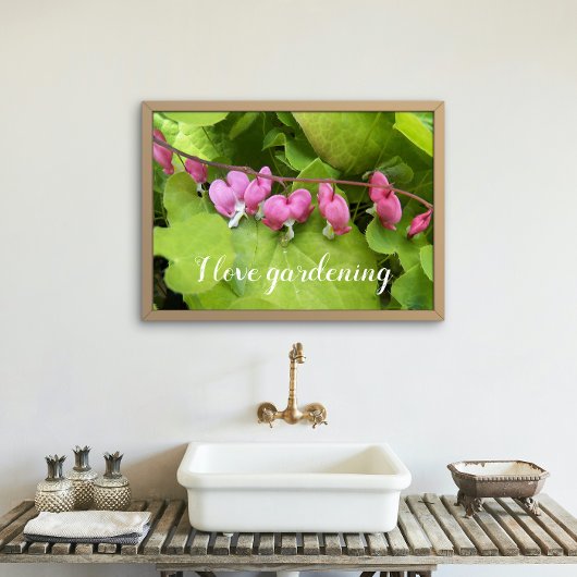 Roze Bloedend Hart Ik hou van tuinieren Floral Perfect Poster