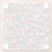 Roze bloedend hartbloempatroon glazen onderzetter (Achterkant)