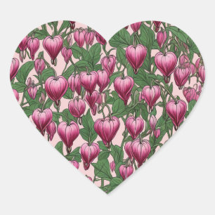 Roze bloedend hartbloempatroon hart sticker