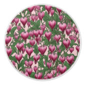 Roze bloedend hartbloempatroon keramische knop (Voorkant)