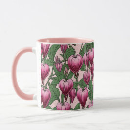 Roze bloedend hartbloempatroon mok
