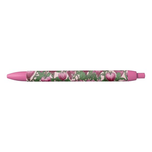 Roze bloedend hartbloempatroon zwarte inkt pen (Voorkant)