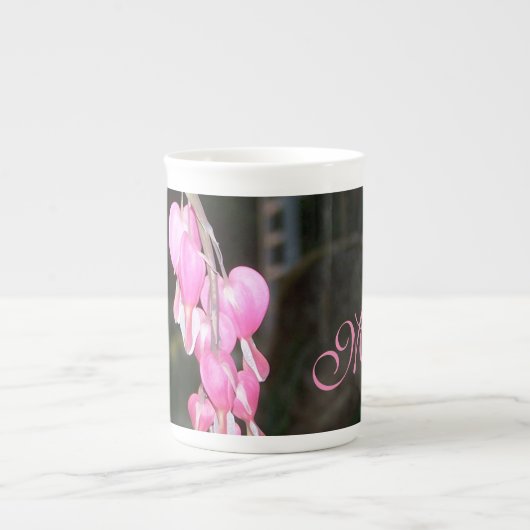 Roze Bloedende Hart Bloem Moederdag China Mok (Voorkant)