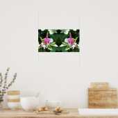 Roze Bloedende Hart Bloem Spiegel Abstract Poster (Keuken)