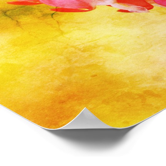 Roze Bloedende Harten Bloemen Verontwaardigde Kuns Poster (Hoek)