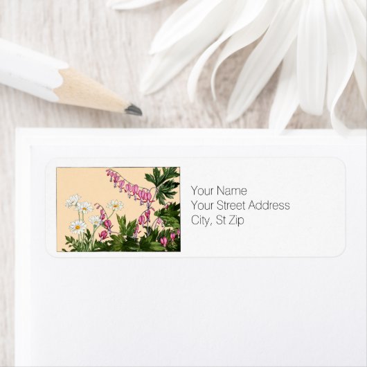 Roze bloederende hartbloemen Retouradres Etiket (Insitu)