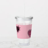 Roze bloederige harten acryl drinkbeker (Rechts)
