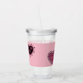 Roze bloederige harten acryl drinkbeker (Links)