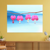 Roze bloeding Hartbloem op blauwe achtergrond Canvas Afdruk (Insitu (Woonkamer))