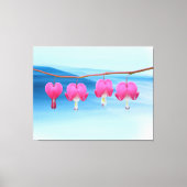 Roze bloeding Hartbloem op blauwe achtergrond Canvas Afdruk (Voorkant)