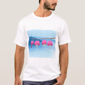 Roze bloeding Hartbloem op blauwe achtergrond T-shirt (Voorkant)