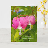 roze bloeding hartbloemen en regen kaart (Gele Bloem)