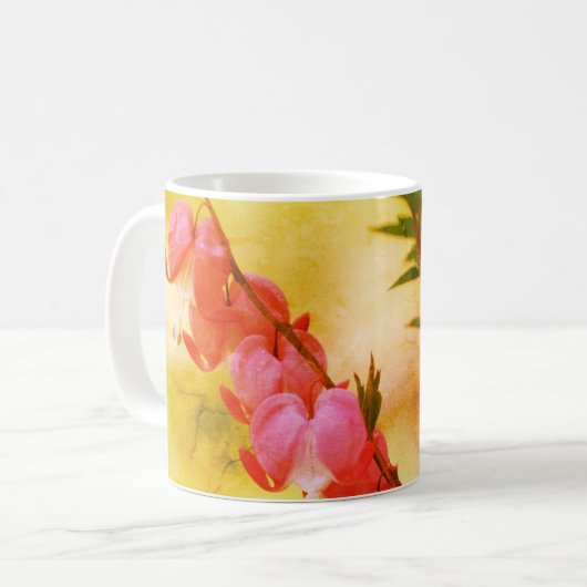 Roze bloeding Harten Bloem Abstract gepersonalisee Koffiemok (Voorkant links)