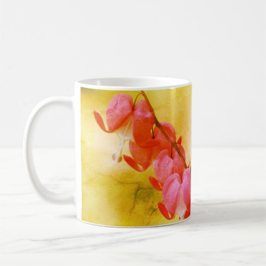 Roze bloeding Harten Bloem Abstract gepersonalisee Koffiemok (Links)
