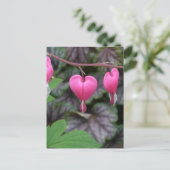 Roze bloeding Harten Briefkaart (Staand voorkant)
