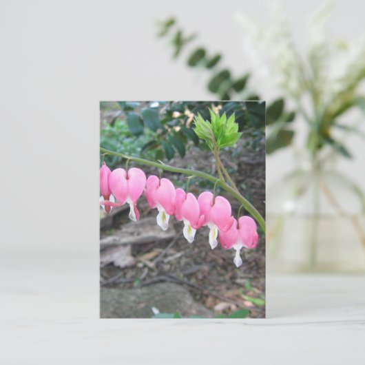 Roze bloeding Harten Briefkaart (Staand voorkant)