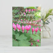 Roze bloeding Hartfoto Birthday Flat Kaart (Staand voorkant)