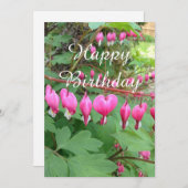 Roze bloeding Hartfoto Birthday Flat Kaart (Voorkant / Achterkant)