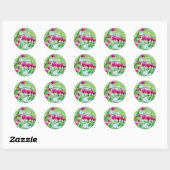 Roze bloeding ronde sticker (Vel)