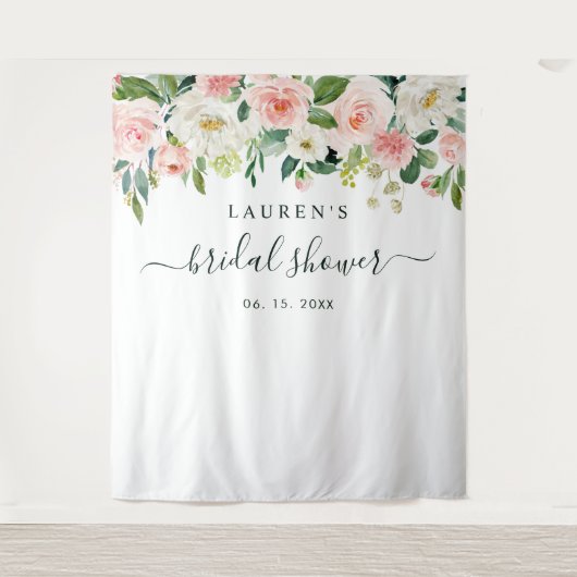 Roze Bloei Bruiloftsshower Achtergrond Wandkleed (Voorkant)
