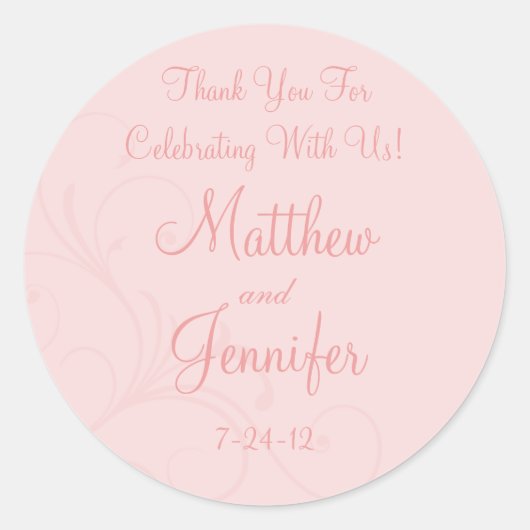Roze Bloei Custom Wedding Favor Labels (Voorkant)