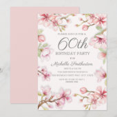 Roze bloei Groene bladeren Vrouwen 60e verjaardag Kaart (Voorkant / Achterkant)