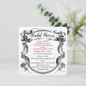 Roze Bloei Lettertype Bruiloftfeest Kaart (Staand voorkant)