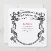 Roze Bloei Lettertype Bruiloftfeest Kaart (Achterkant)