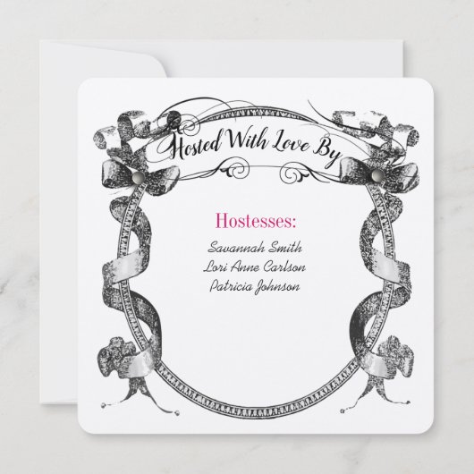 Roze Bloei Lettertype Bruiloftfeest Kaart (Achterkant)