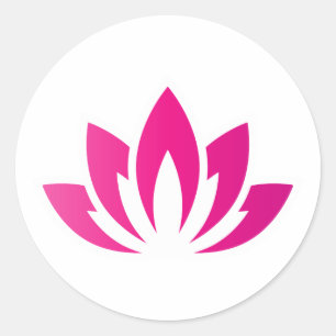 Roze bloei Lotus Flower-symbool Ronde Sticker