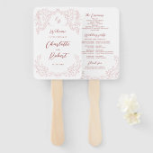Roze  Bloei Monogram Trouwprogramma Handwaaier (Voorkant en achterkant)