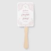 Roze  Bloei Monogram Trouwprogramma Handwaaier (Voorkant)