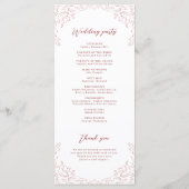 Roze  Bloei Monogram Trouwprogramma Menu (Achterkant)