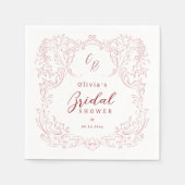 Roze Bloeien Monogram vrijgezellenfeest partij Servet (Voorkant)