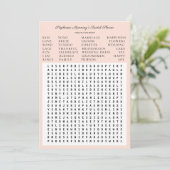 Roze bloeiend Floral Vrijgezellenfeest Word Search Kaart (Staand voorkant)