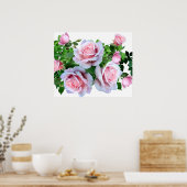 Roze bloeiend Roos Poster (Keuken)