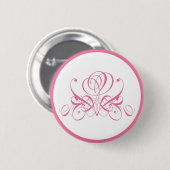 Roze bloeiend Roos Ronde Button 5,7 Cm (Voorkant /achterkant)