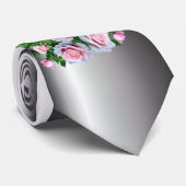 Roze bloeiend Roos Stropdas (Opgerold)