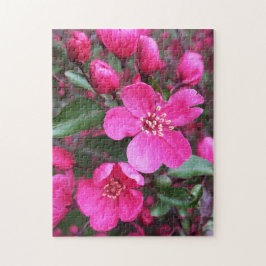 Roze bloeiende appel legpuzzel