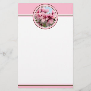 Roze bloeiende bijkantoor - Roze Briefpapier
