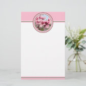 Roze bloeiende bijkantoor - Roze Briefpapier (Staand voorkant)
