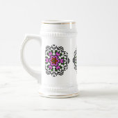 Roze bloeiende bloemen bierpul (Links)